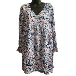 Simply Southern Floral V-Neck Lined Dress Sz S